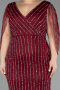 Robe de Soirée Grande Taille Longue Pierreux Rouge Bordeaux ABU5478