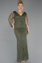 Robe de Soirée Grande Taille Longue Pierreux Kaki ABU5478