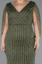 Robe de Soirée Grande Taille Longue Pierreux Kaki ABU5478