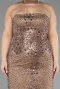 Robe De Soirée Grande Taille Longue Perlé Cuivre ABU5495