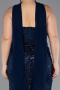 Robe De Soirée Grande Taille Longue Perlé Bleu Marine ABU5495