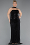 Robe De Soirée Grande Taille Longue Perlé Noir ABU5495