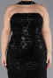 Robe De Soirée Grande Taille Longue Perlé Noir ABU5495