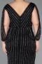 Robe de Soirée Grande Taille Longue Pierreux Noir ABU5478
