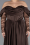 Robe Grande Taille Satin Longue Brun ABU5261