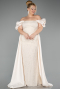 Robe De Soirée Grande Taille Perlé Longue Beige ABU5155