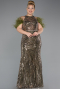 Robe de Soirée Grande Taille Longue Perlé Kaki ABU5540