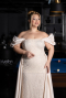 Robe De Soirée Grande Taille Perlé Longue Beige ABU5155