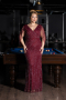 Robe de Soirée Grande Taille Longue Pierreux Rouge Bordeaux ABU5478