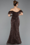 Robe de Soirée Longue Perlé Brun ABU5547