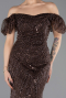 Robe de Soirée Longue Perlé Brun ABU5547