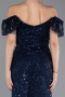 Robe de Soirée Longue Perlé Bleu Marine ABU5547