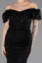 Robe de Soirée Longue Perlé Noir ABU5547