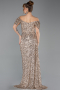 Robe De Soirée Squameuse Longue Or clair ABU4843