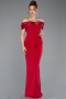 Robe De Soirée Longue Épaules Dénudées Rouge ABU5562