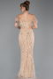 Robe de Soirée Longue Perlé Or ABU5557