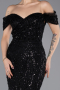Robe de Soirée Longue Perlé Noir ABU5557