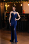 Robe de Soirée Longue Bleu Marine ABU5561