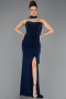Robe de Soirée Longue Bleu Marine ABU5564