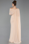 Robe de Soirée Longue Mousseline Beige ABU5418