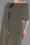 Robe De Soirée Mousseline Longue Kaki ABU5418