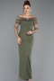 Robe De Soirée Perlé Longue Kaki ABU5550
