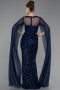 Robe de Soirée Longue Squameuse Bleu Marine ABU5589