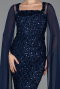 Robe de Soirée Longue Squameuse Bleu Marine ABU5589
