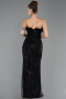 Robe de Soirée Longue Perlé Noir ABU5590