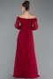 Robe de Soirée Longue Mousseline Rouge Bordeaux ABU5591