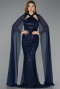 Robe de Soirée Longue Bleu Marine ABU5595