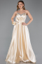 Robe de Soirée Longue Satin Beige ABU5929