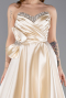 Robe de Soirée Longue Satin Beige ABU5929