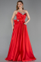Robe De Soirée Satin Longue Rouge ABU5541