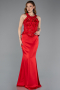 Robe de Soirée Longue Satin Rouge ABU5601