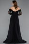 Robe de Soirée Longue Mousseline Noir ABU5602