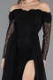 Robe de Soirée Longue Mousseline Noir ABU5602