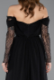 Robe de Soirée Longue Mousseline Noir ABU5602
