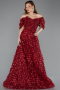 Robe de Soirée Longue Rouge Bordeaux ABU5611