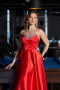 Robe De Soirée Satin Longue Rouge ABU5541