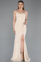 Robe de Soirée Longue Dantelle Beige ABU5614