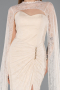 Robe de Soirée Longue Dantelle Beige ABU5614