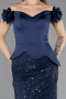 Robe de Soirée Longue Perlé Bleu Marine ABU5616