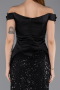 Robe de Soirée Longue Perlé Noir ABU5616