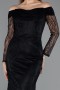 Robe de Soirée Longue Dantelle Noir ABU5617