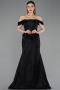 Robe de Soirée Longue Dantelle Noir ABU5609