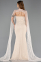 Robe de Soirée Longue Dantelle Beige ABU5614