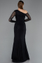 Robe de Soirée Longue Dantelle Noir ABU5618