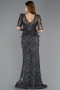 Robe de Soirée Longue Squameuse Anthracite ABU5621
