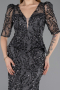 Robe de Soirée Longue Squameuse Anthracite ABU5621
